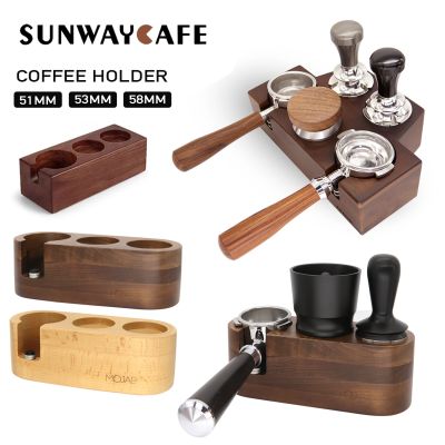 ▤❡◘ Walnut Wood Coffee Filter Tamper Holder Espresso Tamper Mat Stand Coffee Maker Support Base Rack Coffee Accessories for Barista