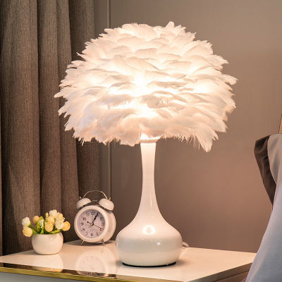 Feather Night Light Creativity Romantic Decorative Lights Vase Ornaments Bedside Lamp Remote Control Decorative Lights B5445