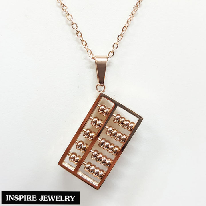 inspire-jewelry-ชุดเซ็ท-จี้ลูกคิด-พร้อมสร้อยคอ-ตัวเรือนหุ้ม-pink-gold-ลูกคิดสามารถขยับได้เหมือนจริง-จะช่วยให้ดึงดูดโชคและทรัพย์ให้เพิ่มพูนขึ้น