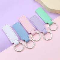 ✓☫✼ Short Doublesided PU Leather Keychain Car Thread Gift Metal Pendant Waist Strap Key Chain Simple Keyholder