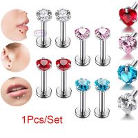 AB 1 Pcs Women Body Piercing Jewelry Love Heart Zircon Nose Lip Piercing Studs SG