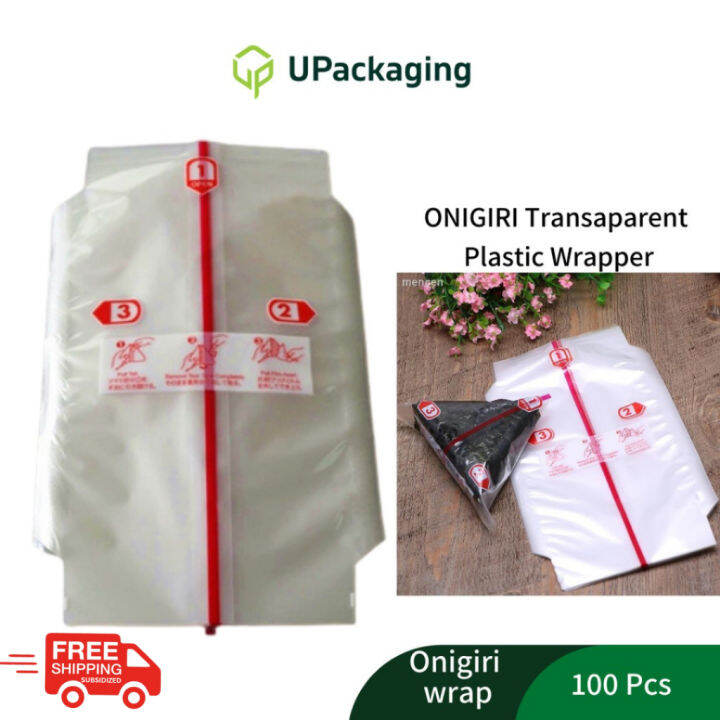 100 PCS Onigiri Plastic Wrap Wrapping Film Without Seaweed Clear