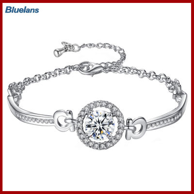 Bluelans®Cubic Zirconia ฝังโซ่ข้อมือแบบปรับได้กำไลข้อมือผู้หญิงเครื่องประดับของขวัญ