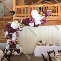 188pcs Matte White Balloon Garland Retro Eggplant Wedding Decoration Supplies Chrome Red Gold Balloon Bridal Shower Background