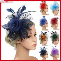 HENG อุปกรณ์ตกแต่งผม ดอกไม้ตาข่าย Fascinators ผม ค็อกเทล หมวก fascinator ที่คาดผมงานเลี้ยงน้ำชา ที่คาดผม ALICE กิ๊บติดผมขนนก