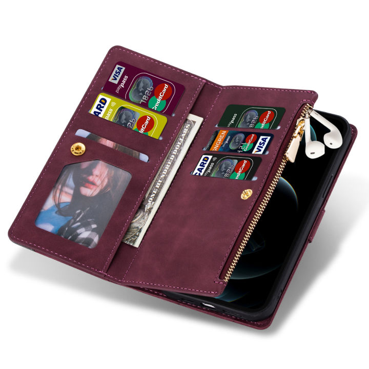 สำหรับ-samsung-a10-a10e-a20-a20e-a30-a30s-a50-a50s-a70-a70s-หนัง-ซิปกระเป๋าสตางค์บัตรหลายช่องใส่เงินสด-พลิก-folio-kickstand-กระเป๋าสายรัดข้อมือ