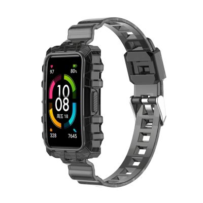ซิลิโคนใสแบบบูรณาการสำหรับ Huawei แบนด์7สายนาฬิกาข้อมือ (สีดำ)