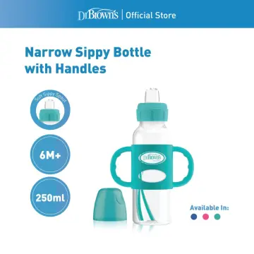 Dr. Brown's Milestones Sippy Straw Bottle with Silicone Handles - Aqua