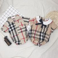 Ins Hot Sale Bay Girls and Boys Plaid Cotton Romper