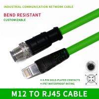 M12 to RJ45 Cable D type Encoding Line IP67 Aviation Plug 4 Pin Male Industrial Ethernet Wire Transmission Sensor Cable