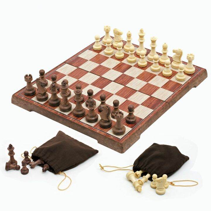 Magnetic Folding Chess Checkers Board Game International Size