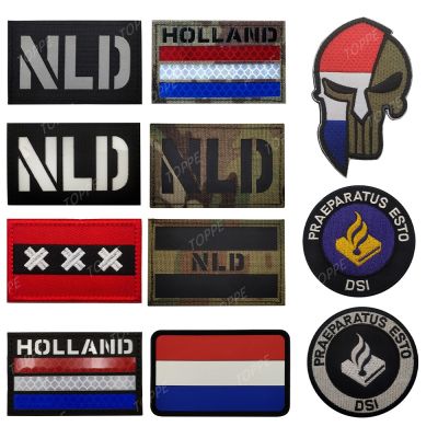 hotx【DT】 NLD The Netherlands Flag Infrared Reflective Badge PRAEPARATUS Emblem Dutch