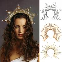 Gothic Lolita Tiara Crown Headband DIY Material Package Halloween Vintage Sun Goddess Baroque Halo Wedding Headpiece Parts