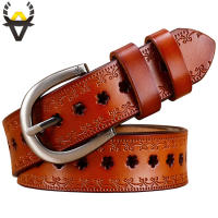 2021Fashion Hollow Genuine leather belts women Vintage Pin buckle floral belt woman Cow skin waist strap female girdle width 2.8 cm