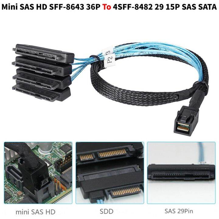 Mini SAS Hard Drives 36-Pin SFF-8643 To 4 SAS 29-Pin SFF-8482 Cable ...