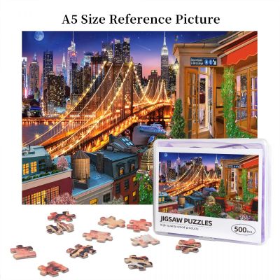 Brooklyn Bridge Lights Wooden Jigsaw Puzzle 500 Pieces Educational Toy Painting Art Decor Decompression toys 500pcs