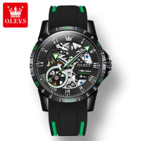 OLEVS 9918 Sport Men Wristwatch Silicone Band Automatic Mechanical Waterproof Watch For Men Luminous Perspective Window