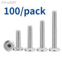 100pcs/lot 304 Stainless Steel Large Flat Hex Hexagon Socket Head Allen Screw Furniture Screw Connector Joint Bolt M3 M4 M5 M6