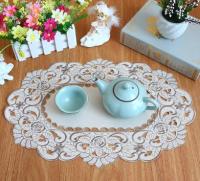 HOT oval lace embroidery table place mat pad cloth cup dish tea coaster Christmas placemat drink mug doily kitchen wedding decor