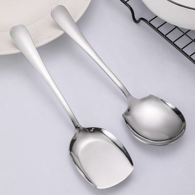 Kitchen Dinner Dish Public Spoon Big Spoon Shovel Long Handle Stainless Steel Serving Spoon Round Head Buffet Serving Spoon Cooking Utensils