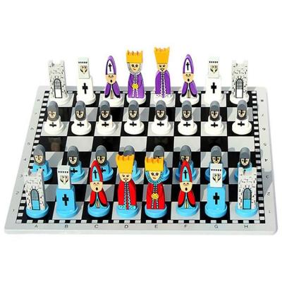 Cute Chess Set Cartoon Wooden Doll Chess Set Family Party Entertainment Table Board Games Portable Tabletop Chess Kit Interactive Toy improved