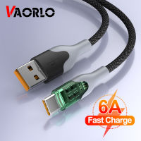 VAORLO 6A Type C สาย USB ใสค่าใช้จ่ายได้อย่างรวดเร็วสายข้อมูลโทรศัพท์ชาร์จสายไฟสำหรับหัวเว่ย OPPO Infinix โทรศัพท์ Android