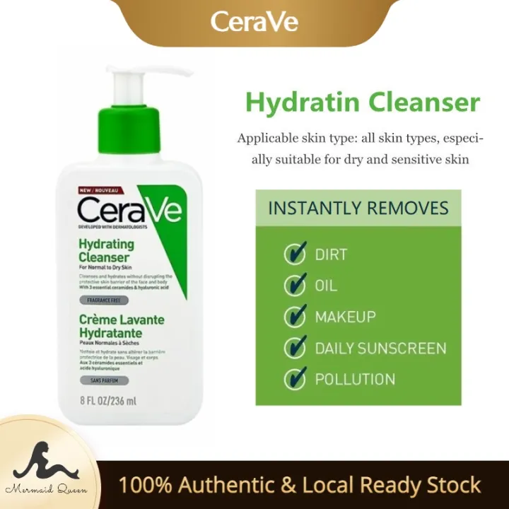 CeraVe Hydrating Facial Cleanser Moisturizing Nondrying NonFoaming Gentle Face Wash with