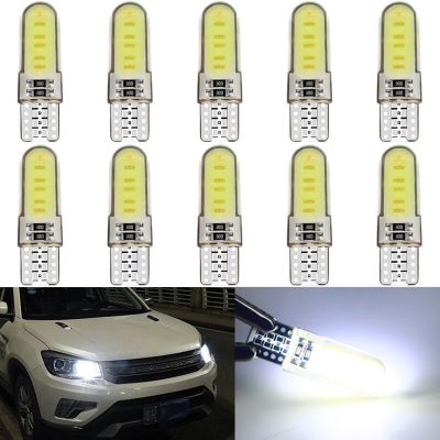 【CW】10 PCS T10 W5W LED Bulb 12V COB 7000K White Car Wedge Side Signal Interior Reading Trunk License Plate Light Waterproof Silicone