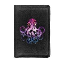 [ความหรูหรา] Steampunk Octopus Design Passport Cover Men Women Leather Slim ID Card Travel Holder Pocket Wallet Purse Money Case
