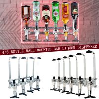 Wall-Mounted 4/5/6 Bottle Liquor Dispenser Bar Butler Bracket for Alcohol Drink Whiskey Beverage 4-6 Shot Wine Dispenser Holder