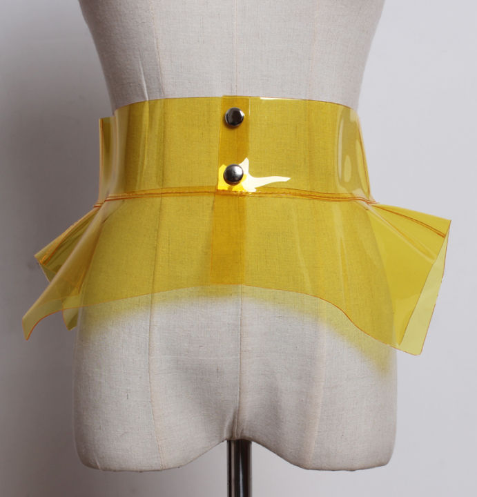 20212021 spring summer women fashion designer plastic PVC clear belt ruffles asymmetric peplum belts corset sexy club night bar