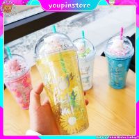 ✙◐ 450ML Alpaca Straw Cup Double Cooling Creative Summer Ice Cup Thicken Girl Heart Student Office Plastic Water Cup