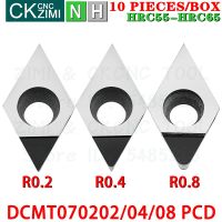 10PCS DCMT070202 PCD DCMT070204 PCD DCMT070208 PCD แทรกเพชรเม็ดมีดกลึงเครื่องมือ DCMT 07 CNC เครื่องกลึง