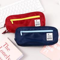 XINJOO กระเป๋าซิปกล่องเก็บของลายทแยงน่ารักเด็กผู้ชาย,Dompet Travel กระเป๋าใส่ดินสออุปกรณ์ในโรงเรียนกล่องดินสอกล่องใส่ปากกาเครื่องเขียนกระเป๋าดินสอ