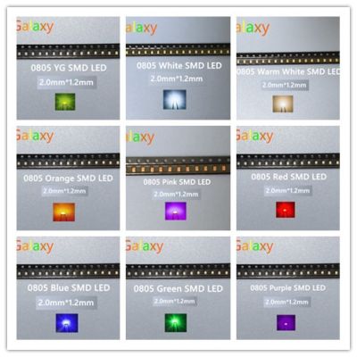 [Hot K] 0805 Led แบบ Smd สีแดงสีเหลืองสีเขียวสีขาวน้ำเงินชมพูยูวีสีส้มไดโอดเปล่งแสง2.0*1.2 *. 0.8มม. 100ชิ้น