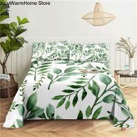 【CW】 Leaves 0.9/1.2/1.5/1.8/2.0m Digital Printing Polyester Bed Sheet With Pillowcase Print Set