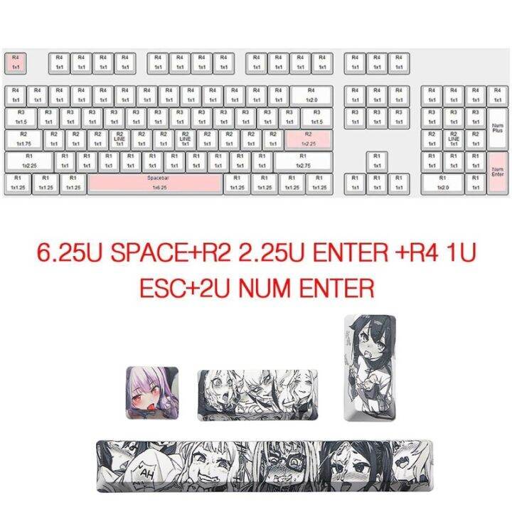 ev-ฝาครอบแป้นพิมพ์ลายอนิเมะญี่ปุ่น-pbt-ahegao-6-25u-esc-4ชิ้น