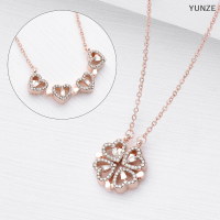 YUNZE ของขวัญเครื่องประดับแฟชั่นสำหรับงานเลี้ยงสร้อยคอเครื่องประดับผู้หญิงสร้อยคอเงินนำโชครูปหัวใจฝังอยู่