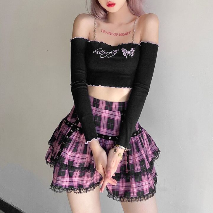 gothic-japanese-harajuku-girls-purple-pink-plaid-pleated-skirt-punk-sweet-lace-kawaii-lolita-cake-mini-skirts-cosplay-costume