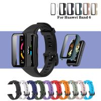 กระจกนิรภัยกันรอยหน้าจอ เคสซิลิโคน สําหรับ Huawei Band 6 pro Honor Band 6 Smart Watch อุปกรณ์เสริมทดแทน 【BYUE】