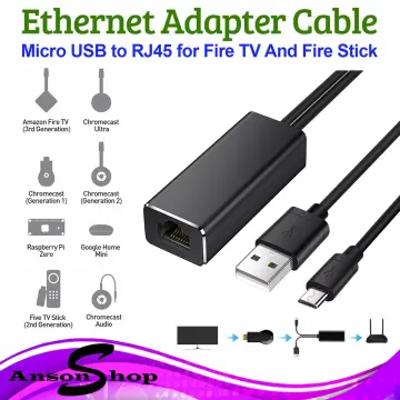 Ethernet Adapter for FIRE Stick (2nd Gen 3rd Gen and 4K Versions), Micro  USB to RJ45 Ethernet Adapter with Power - up top 100Mbps 