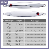 【RAI】 1ชิ้นเหยื่อตกปลาทะเลสีเงิน20กรัม30กรัม40กรัม60กรัม80กรัม100กรัม120กรัมเหยื่อตกปลาโลหะน้ำเค็ม