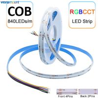 5m RGBCCT COB LED Strip Light 24V 840LEDs/m 5 in 1 RGB White Warm White FOB Tape Lamp High Density Flexible Backlight Decoration