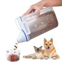 Pet Food Container Dog Cat Food Pail Plastic Storage Tank With Measuring Cup Pet Dry Food Dispenser Seal Jar for Dogs Cats