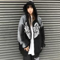 Women Winter jacket American retro y2k hooded plus velvet sweater womens autumn and winter new love loose jacket ins top trend