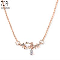 【cw】 Gold Plated Choker Necklace Jewelry Women 39;s Fashion Rhinestone Pendant Color Chain 【hot】