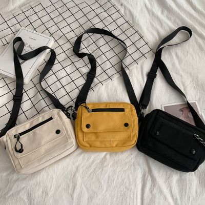 Tas kanvas wanita tas kecil gaya Jepang tas bahu wanita tas selempang tas siswa dompet tas telepon