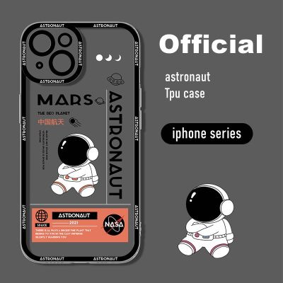 Hot Sale Astronaut เคสไอโฟน 13 12 11 Pro Max mini X XS XR MAX Se 2020 7 8 plus transparent cartoon soft case full cover lens protection case iPhone