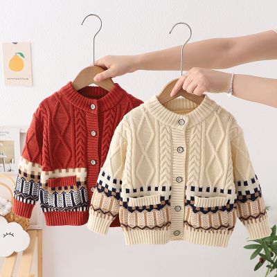 Sweater Cardigan for girls Knit top clothes Boys Girls Winter Fashion Single Breasted Button outdoor clothes for children
