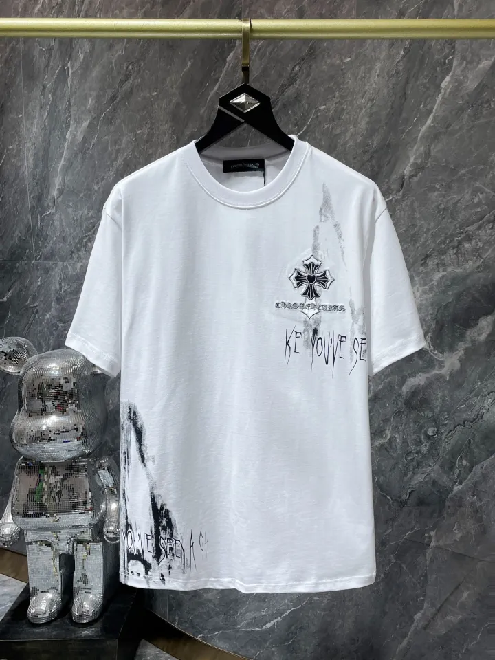 Leather Cross Embroidered T-shirt Chrome Hearts 23ss T-shirt 